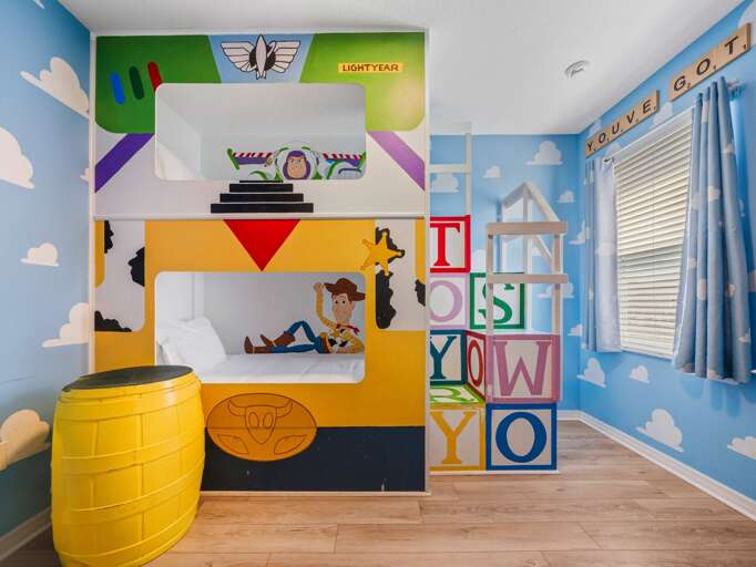 Toy Story themed bedroom with Twin beds