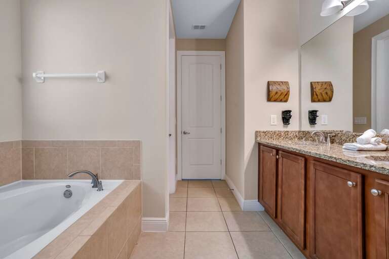 Bathroom with shower and tub combo.