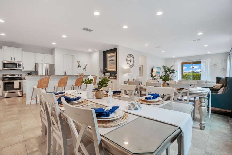 Dining, kitchen. and living area