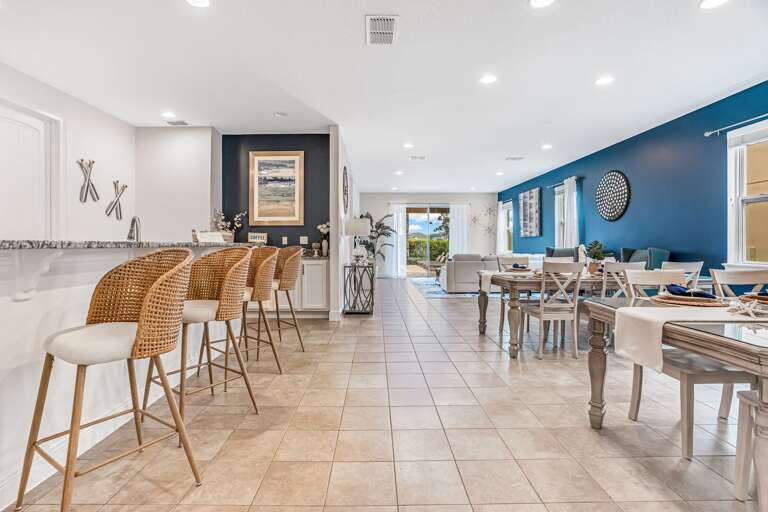 Dining, kitchen. and living area