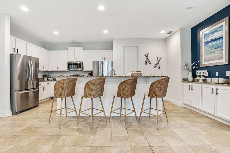 Kitchen area with stainless-steel appliances