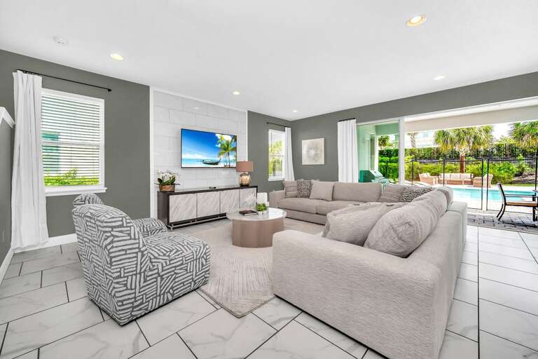 Living area w/ contemporary furniture