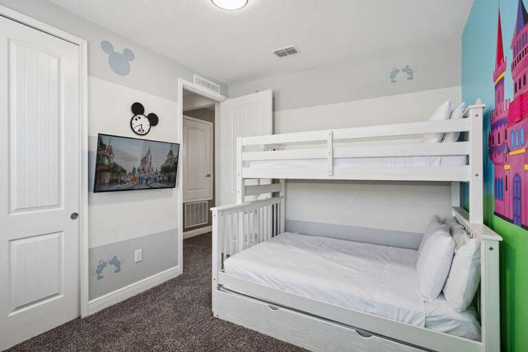 Bedroom with full over twin bunk