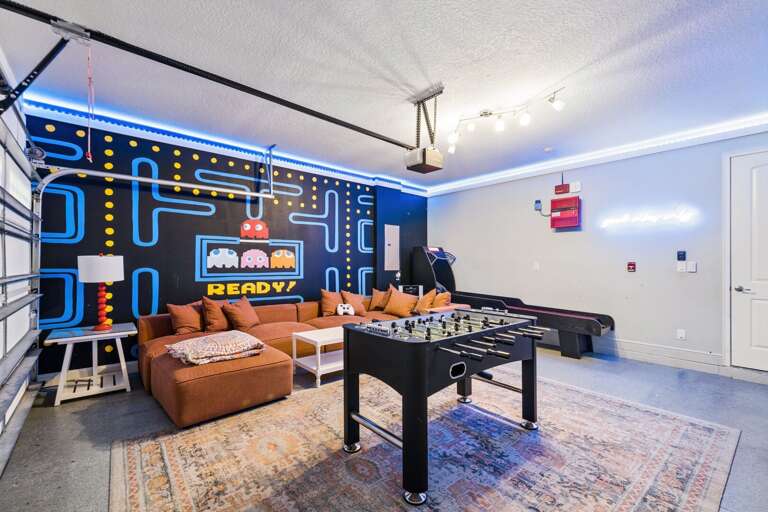 Game room in the garage