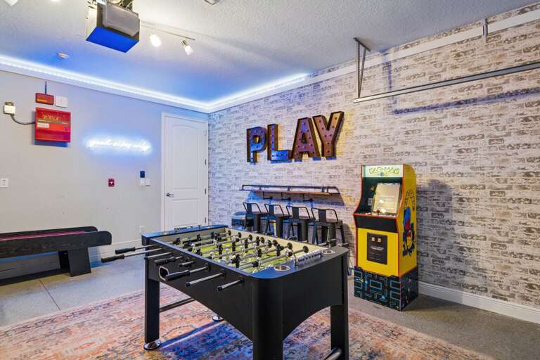 Game room in the garage