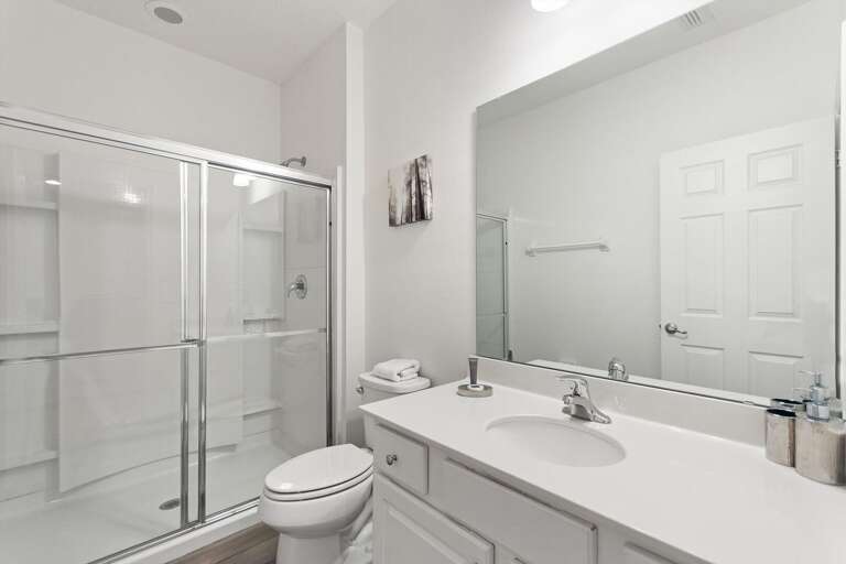 Bathroom w/ Glass Enclosed Shower