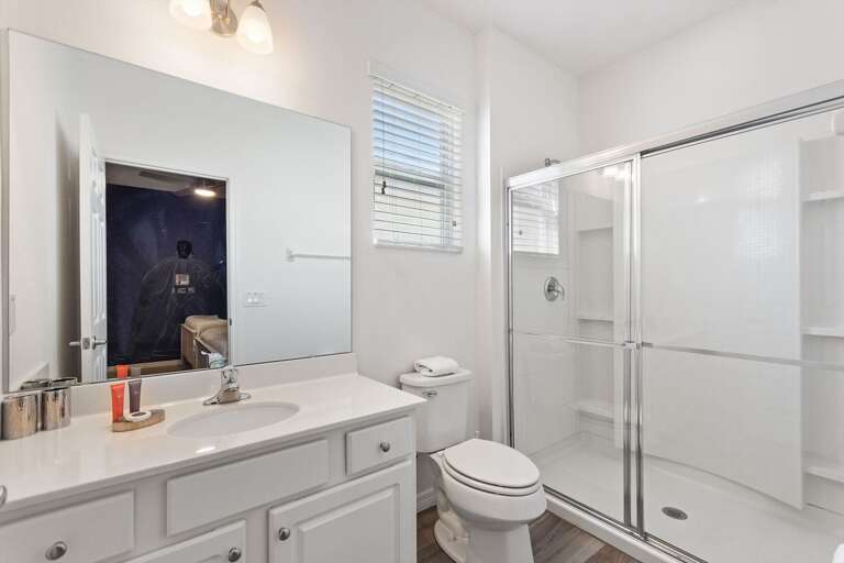 Bathroom w/ Glass Enclosed Shower