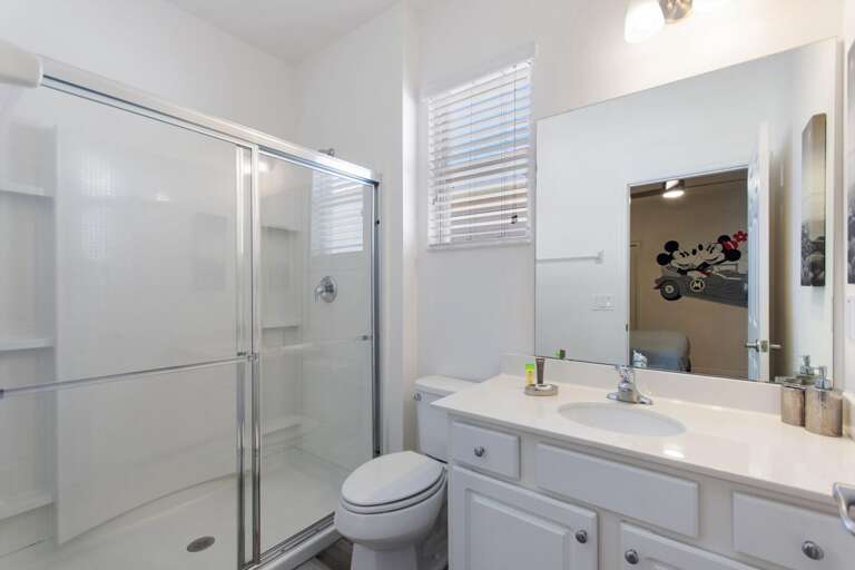 Bathroom w/ Glass Enclosed Shower