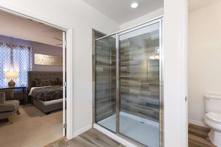 Bathroom w/ Glass Enclosed Shower