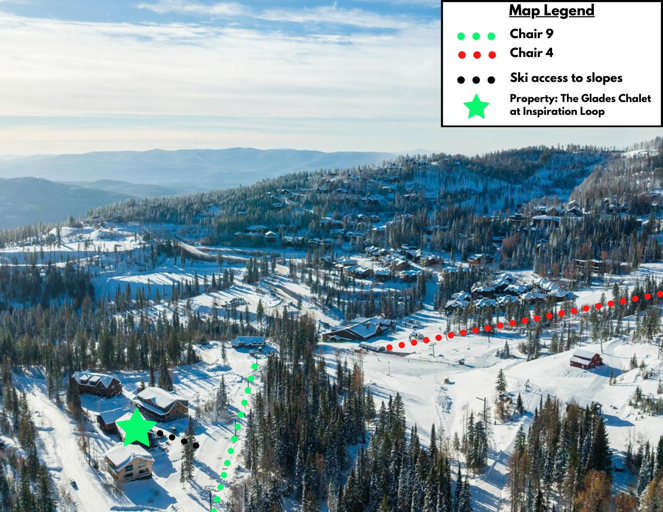 Aerial view of the property showcasing the location and the close proximity to the slopes.