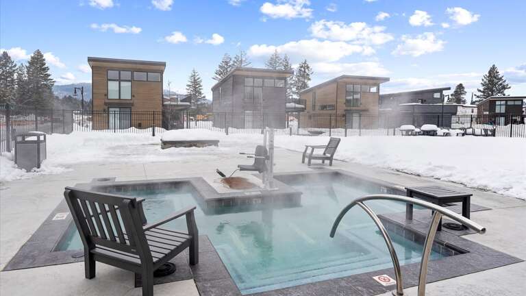 The hot tub at The Quarry Clubhouse that is open year round.