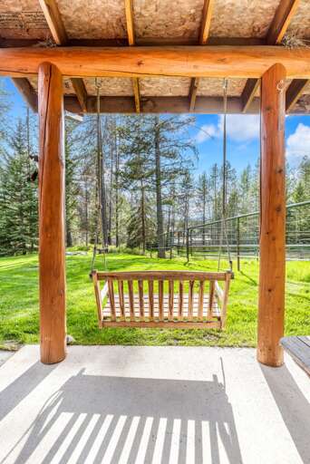 Patio porch swing. The perfect place to drink your morning cup of coffee or to watch the sunset.