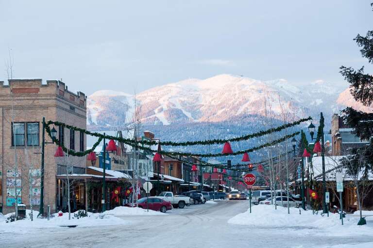 Downtown Whitefish during winter.