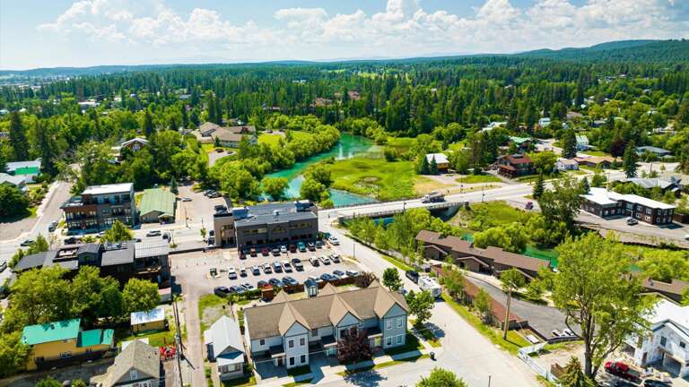Exterior of the property right in the heart of downown just steps away from river access.