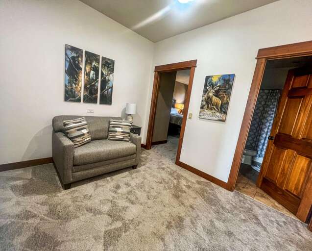 Head up the stairs to the 3 bedrooms, which also features a landing witha luxury twin size sofa sleeper for additional sleeping.