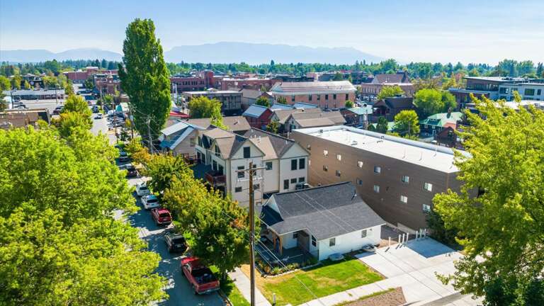 Aerial view of the property in downtown Whitefish.