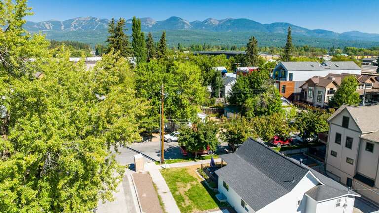 Aerial view of the property in downtown Whitefish.