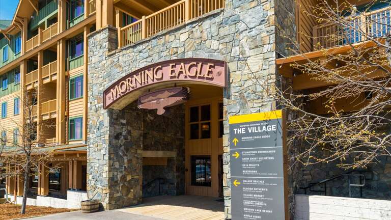 Front entrance to the Morning Eagle Lodge building.