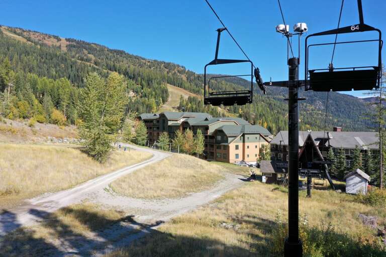 View of Morning Eagle Lodge from the slopes.