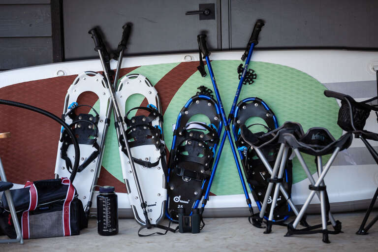 Feel free to use the following outdoor items while in stay: Stand Up Paddle Board with pump, two sets of snow shoes, camping chair and beach chair, cooler, hiking backpack, binoculars, bear spray, first aid kit, and more!