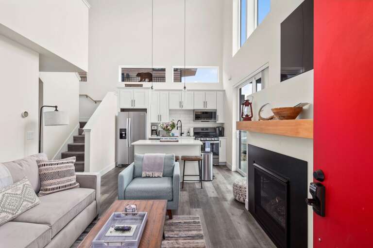 Main living space with open concept living room and kitchen.