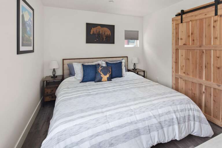 Master bedroom featurs a luxury king mattress