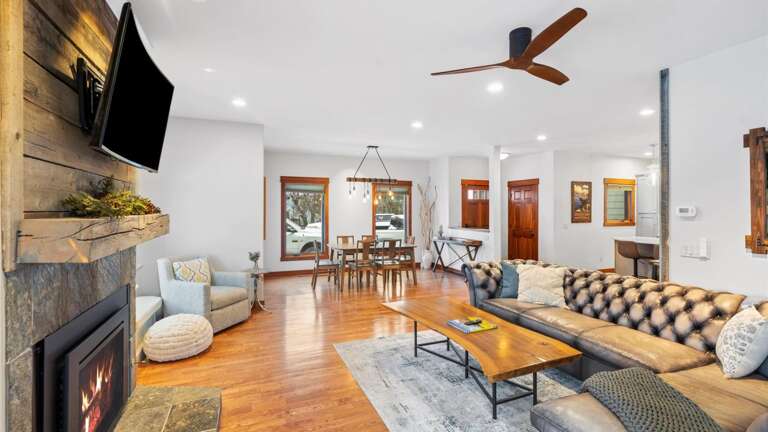 The great room features an open concept living room, dining room, kitchen area.