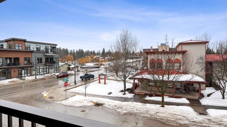 View of downtown from the balcony off the living room/dining area.