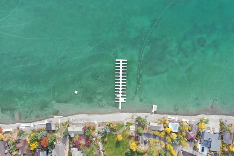 Aerial view of private beach access.
