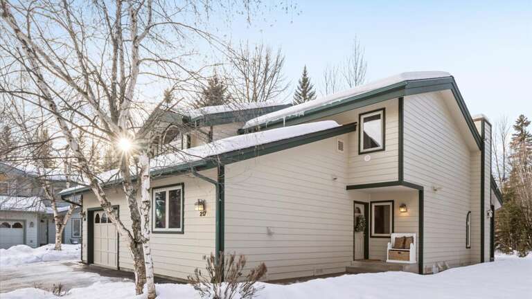 Exterior view of the property during winter.