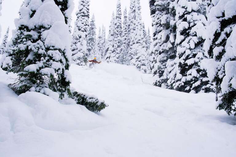 Skiing on a powder day at Whitefish Mountain Resort, less than 12 minutes from the property