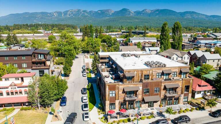 Aerial view of the building.