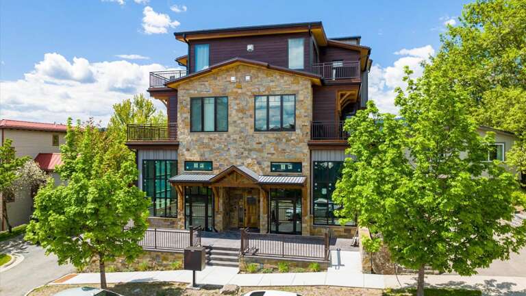 Front view of the building located in the heart of downtown Whitefish.