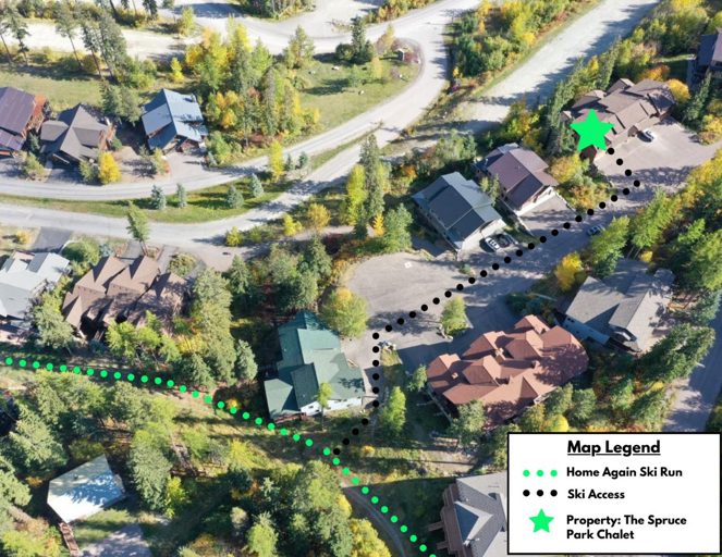Aerial view of property showcasing close proximity to "Home Again" ski run for ski access.
