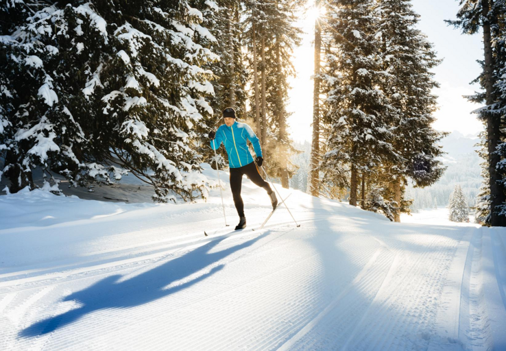 Cross country skiing on the local Whitefish trail.