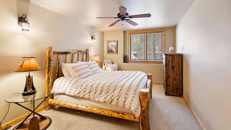 Main floor bedroom #2 with luxury queen mattress, large closet, ensuite bathroom.