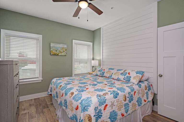 NH387C: Oak Island Cottage | Bedroom 1- King, Private Bath (Shower Only), Private Deck Access