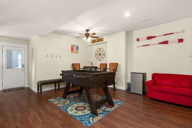 CB44: Rhapsody in Blue | LL Game Room - Foosball Table, Sleep Sofa, Mini-Fridge