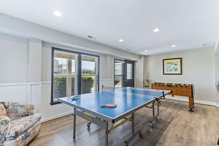 Table tennis, football, pub seating and a pool table are all you need to game on here.
