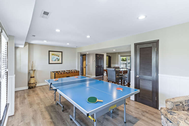 Table tennis, football, pub seating and a pool table are all you need to game on here.