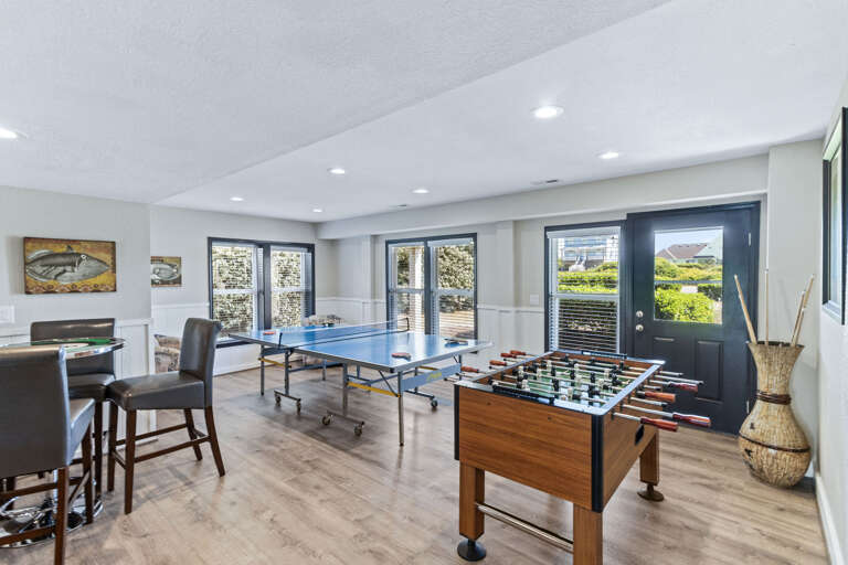 Table tennis, football, pub seating and a pool table are all you need to game on here.