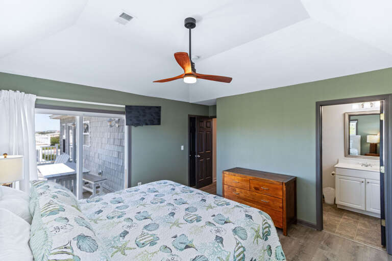 With deck access, large ceiling fan, and a private bath what more could you ask for from a King Bedroom.