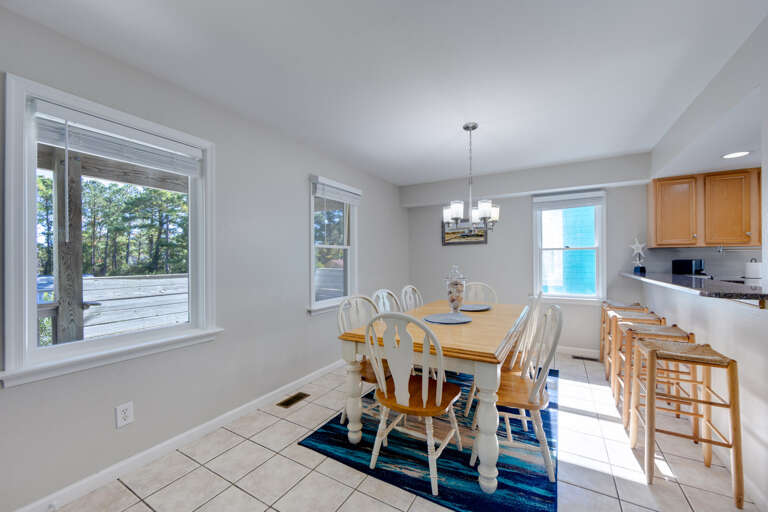Clean dining area with comfortable seating
