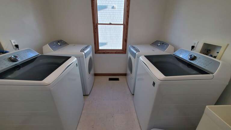 Laundry Room with Double Washer and Dryer, utility sink