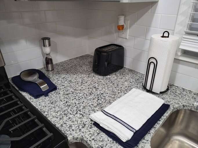 Modern Kitchen Countertop With Appliances And Sink