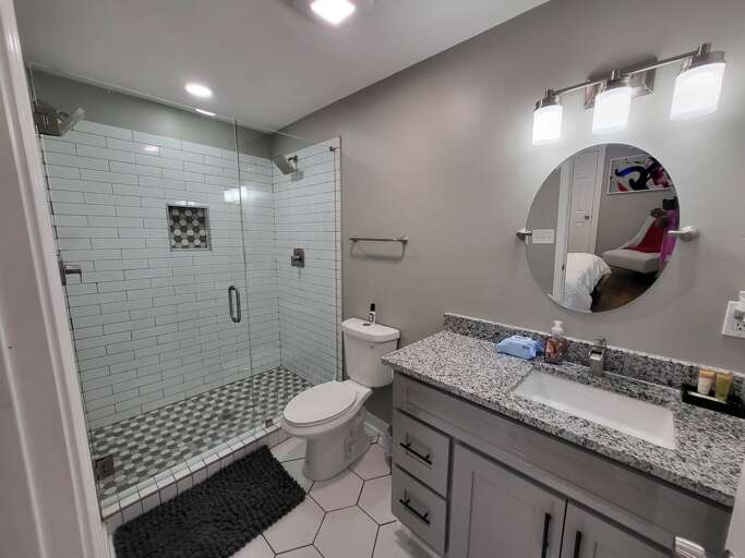 Modern Bathroom With Walk-in Shower And Vanity