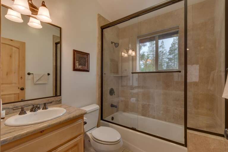 Bathroom with full bath and shower combo Bathroom with full bath and shower combo