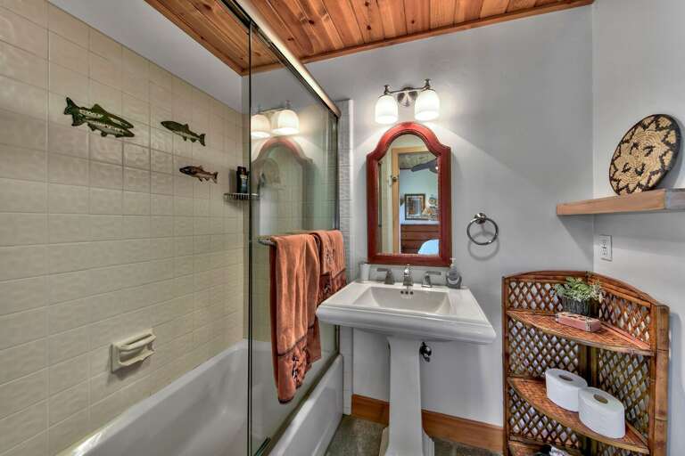 Bathroom with full shower and tub combo