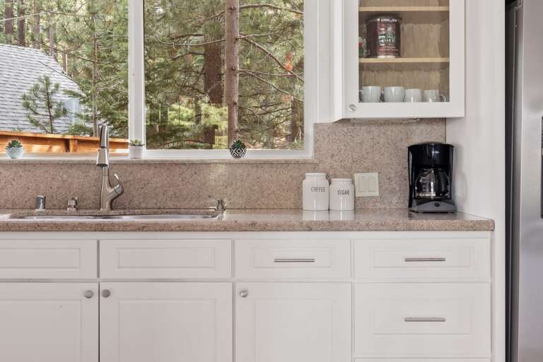 Kitchen area with stainless-steel appliances