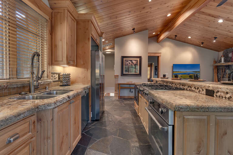 Kitchen island with stove and oven
